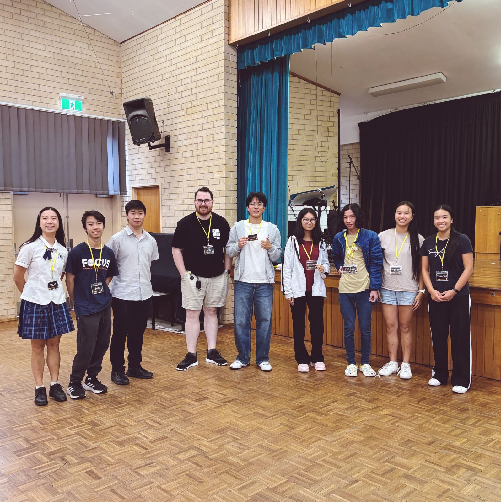 The Alight Creative tutors and helpers standing together in the church hall